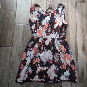 Forever 21 Women’s Dress Size L Black Pink White Floral Sleeveless Skater